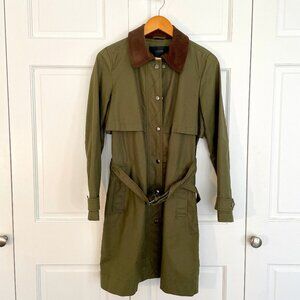 SOLD - J. Crew Field Trench Coat | Size M | Deep Moss - Barbour look-alike